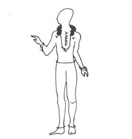 Figure 3. The skeletal remains were originally interpreted as a ‘transvestite priest’ because it was previously and androcentrically believed to be inconceivable that a woman could be honoured with prestige items which were usually associated to males, despite the fact that the skeleton was sexed as a female (Spindler and Spindler 1983, 230).